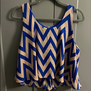 Chevron Loose Fit Cropped Tank Top